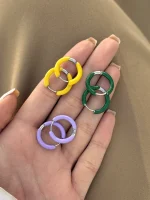 گوشواره حلقه ای رنگی - تصویر 2