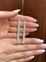 گوشواره جواهری نگین آویز - تصویر 2