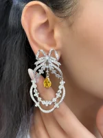 گوشواره جواهری پاپیون