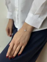 دستبند نقره نگین قلبی